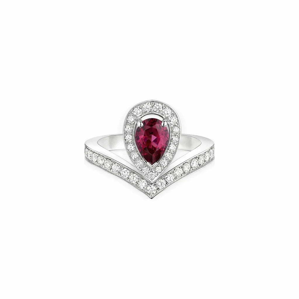 CHAUMET JOSEPHINE RED DIAMOND SILVER RING