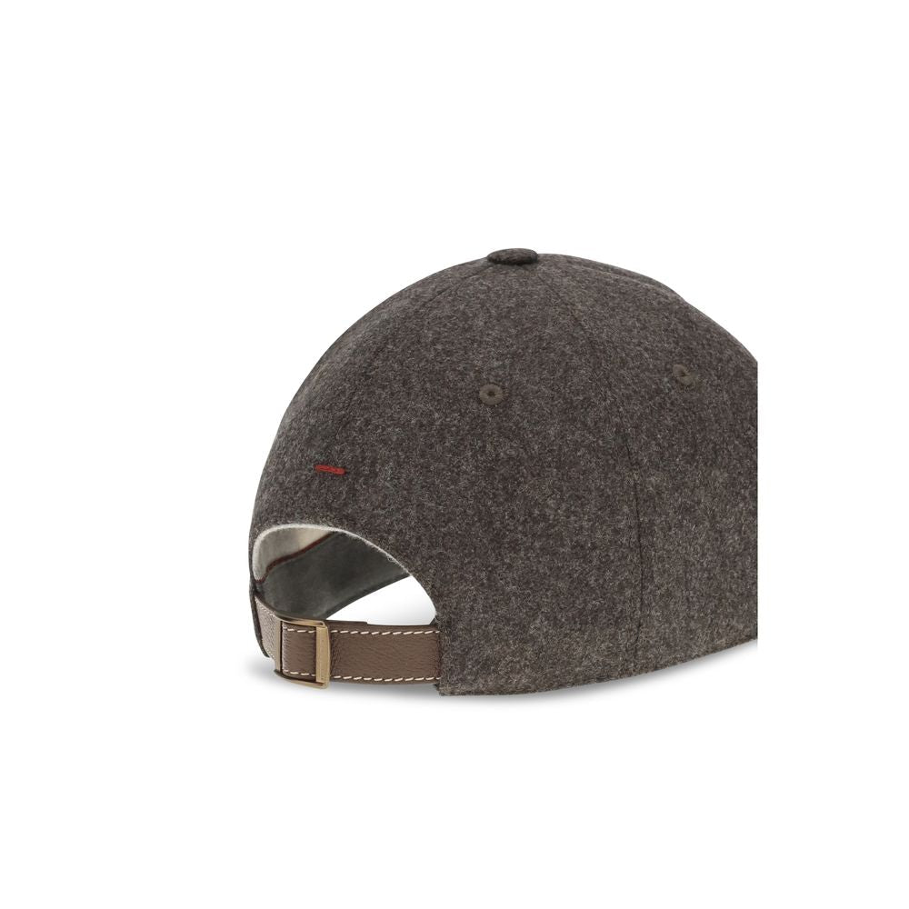Brunello Cucinelli Brown Wool Baseball Cap