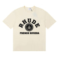 Rhude T-shirts French Cote d'Azur Printed Cotton Casual Short Sleeves Men and Women