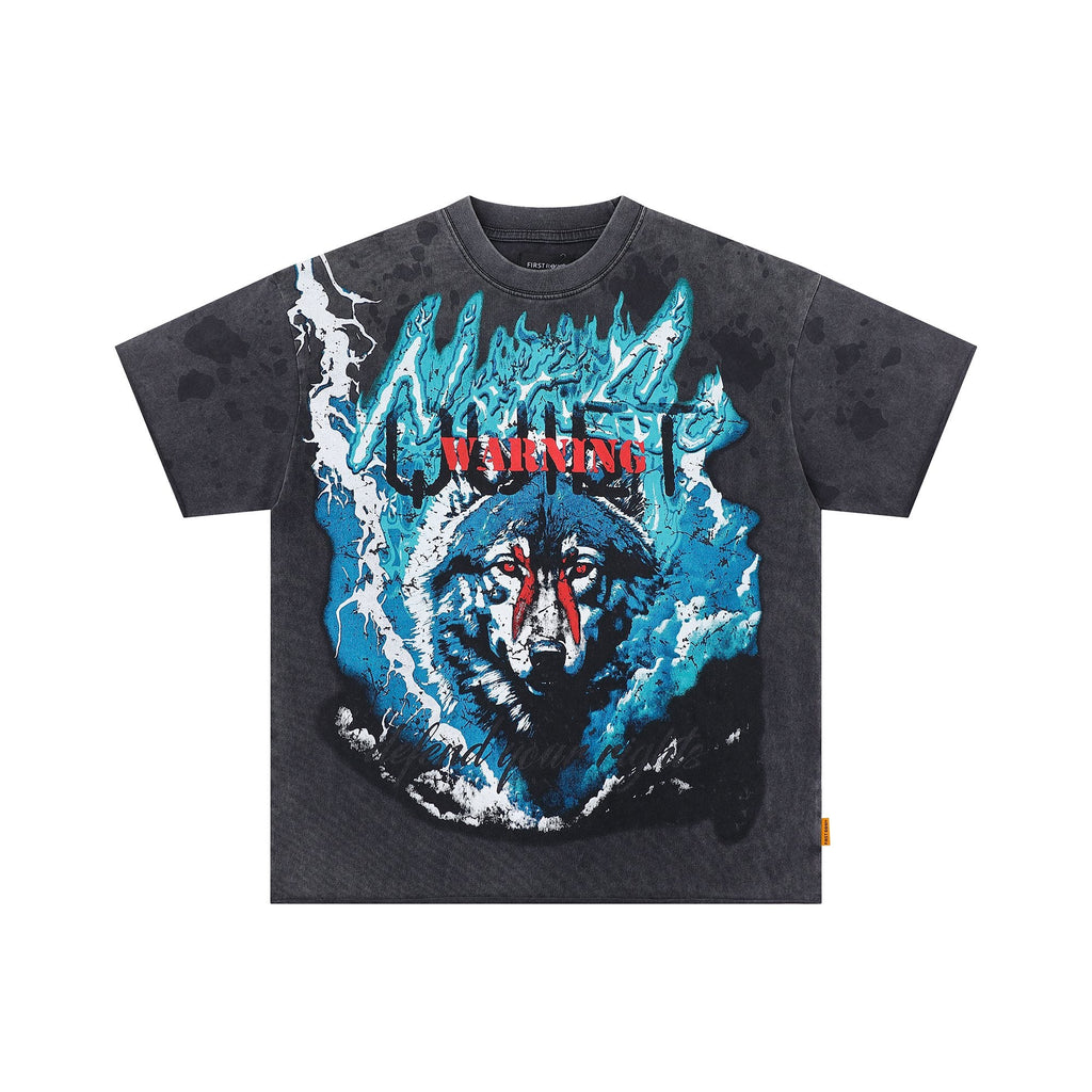 FIRST ROW Warning Not So Quiet Wolf Cropped T-Shirt