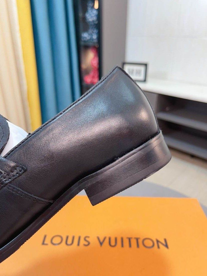 Louis Vuitton Men's Black Logo Hardware Loafers