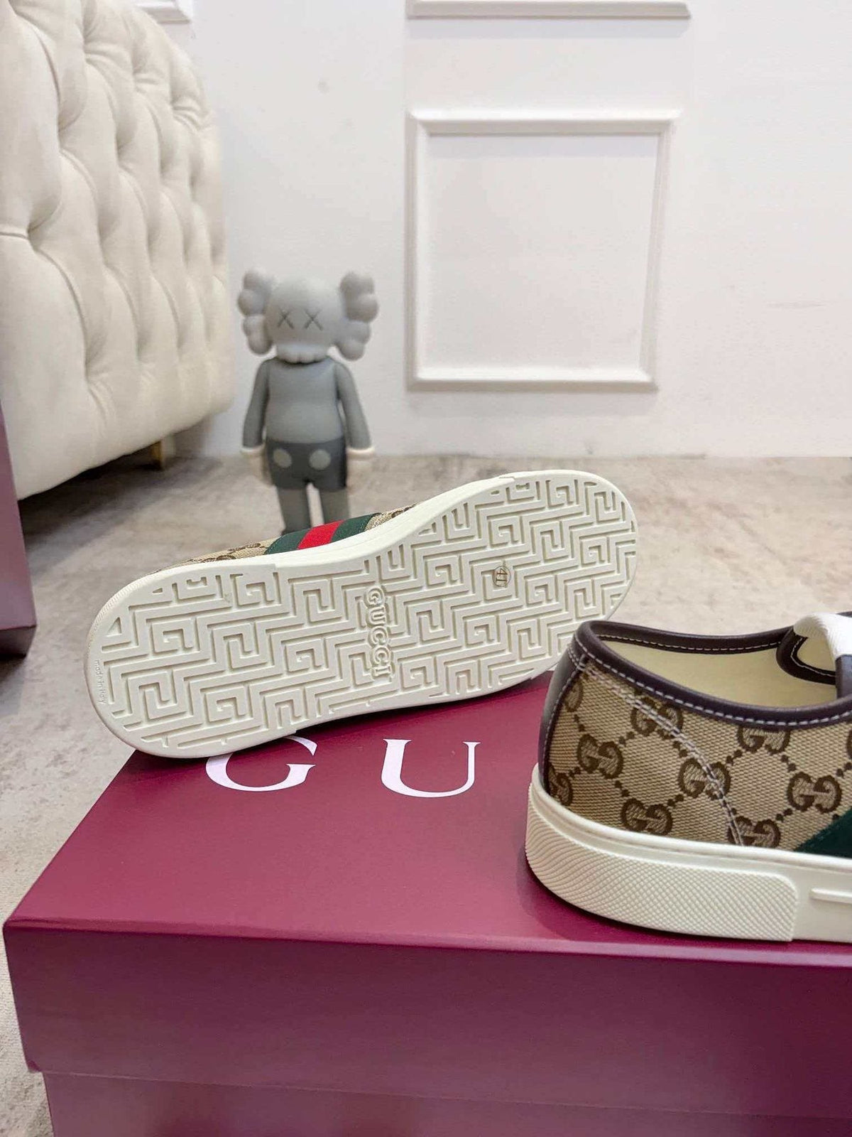 Gucci Brown Monogram Stripe Sneakers